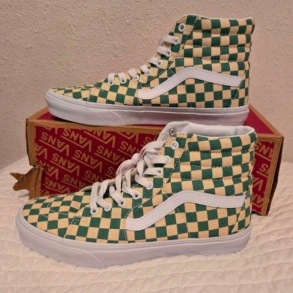 Vans Other - Vans Sk8 Hi Men 10 Checkerboard Light Green White Classic Retro 032026